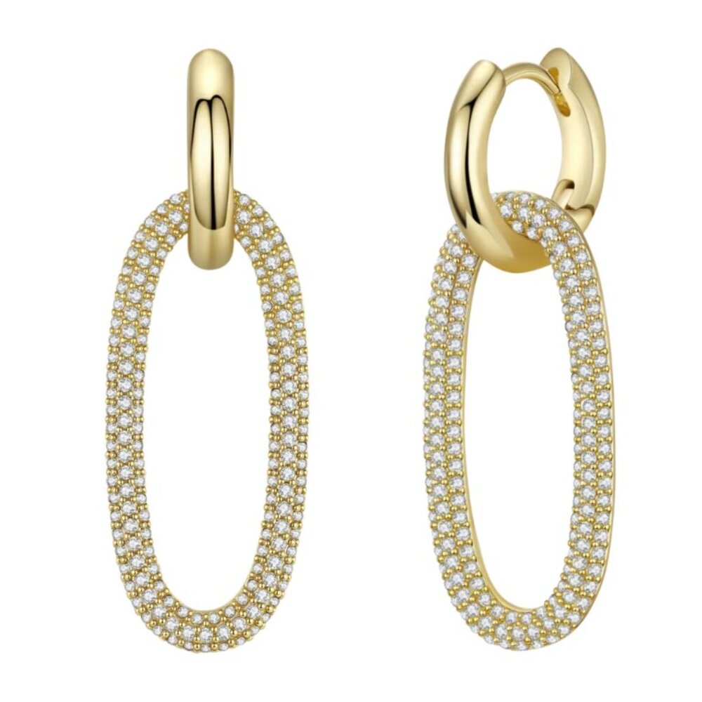 [NWOT] Rachel Glauber Lustrous Elegance Oval Drop Earrings - Picture 2 of 9